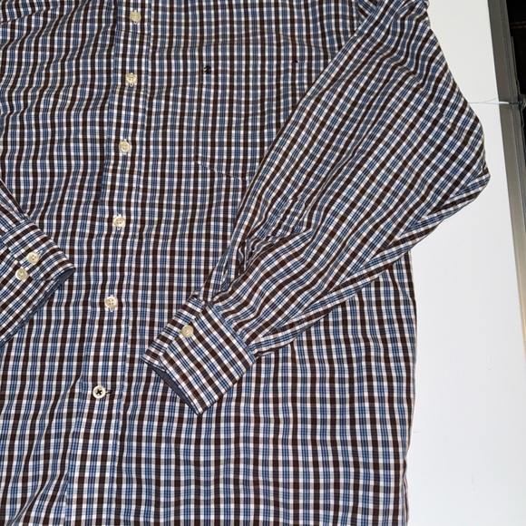 IZOD Mens Long Sleeve Button Up Size XXL Blue Plaid Shirt - Picture 3 of 7
